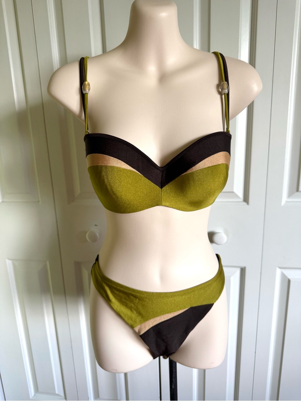 LISE CHARMEL Brown/Olive Bikini Swimsuit M